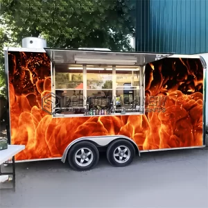 Customized Fast Food Trailer Dot Hot Dog Pizza Burger Mobile Food Truck Outdoor Street Kitchen Restaurant Trailer for Sale